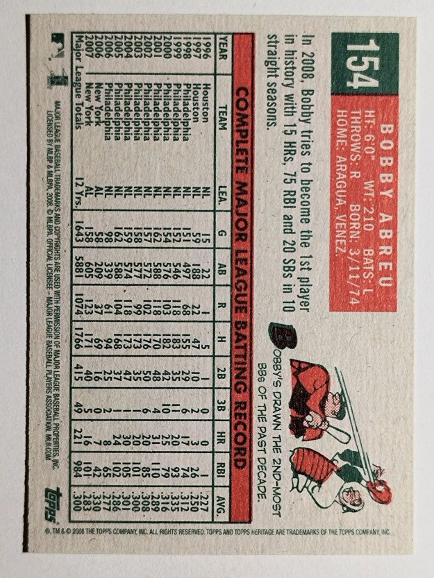 2008 Topps Heritage #154 Bobby Abreu