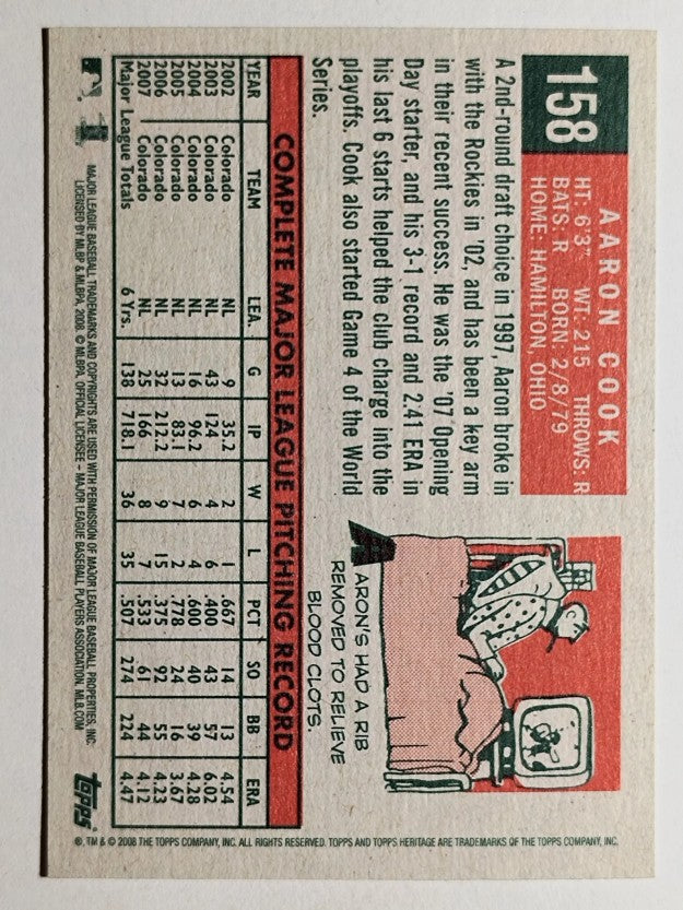2008 Topps Heritage #158 Aaron Cook