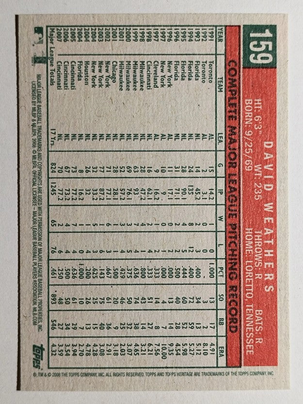 2008 Topps Heritage #159 David Weathers