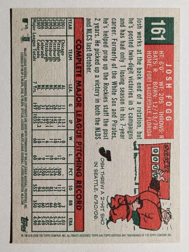 2008 Topps Heritage #161 Josh Fogg