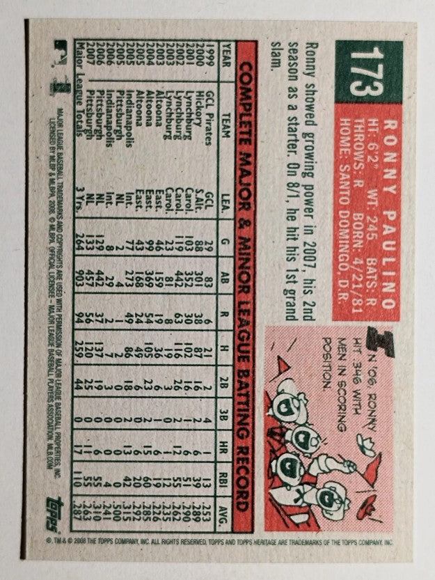 2008 Topps Heritage #173 Ronny Paulino GB SP