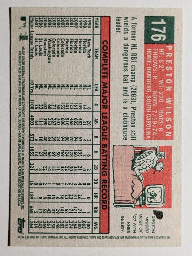 2008 Topps Heritage #176 Preston Wilson GB SP