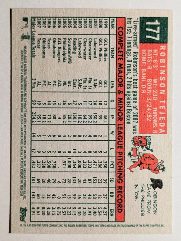 2008 Topps Heritage #177 Robinson Tejeda GB SP