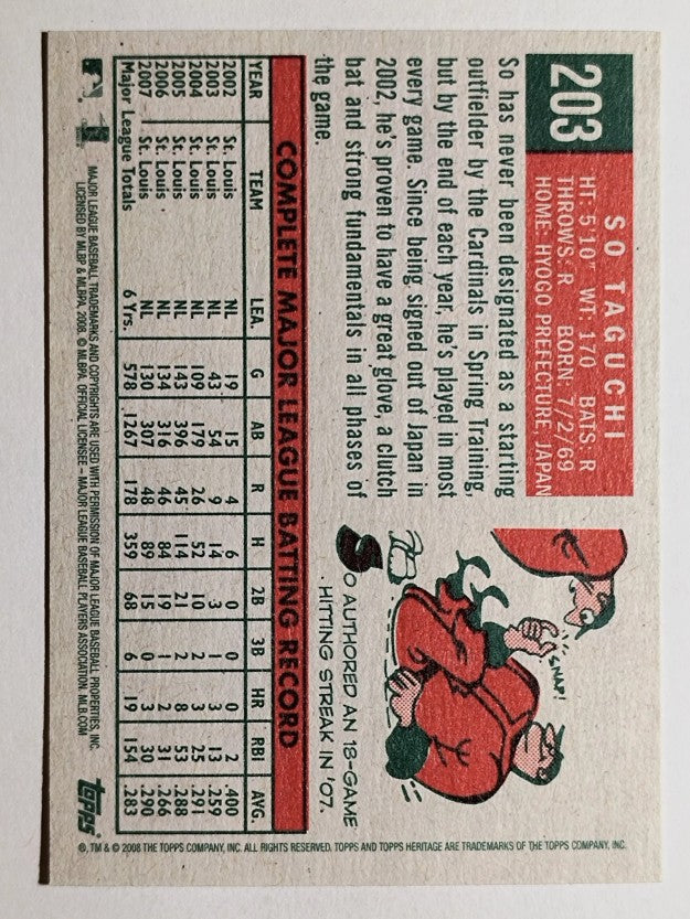 2008 Topps Heritage #203 So Taguchi