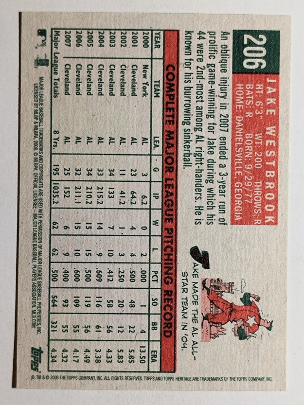 2008 Topps Heritage #206 Jake Westbrook