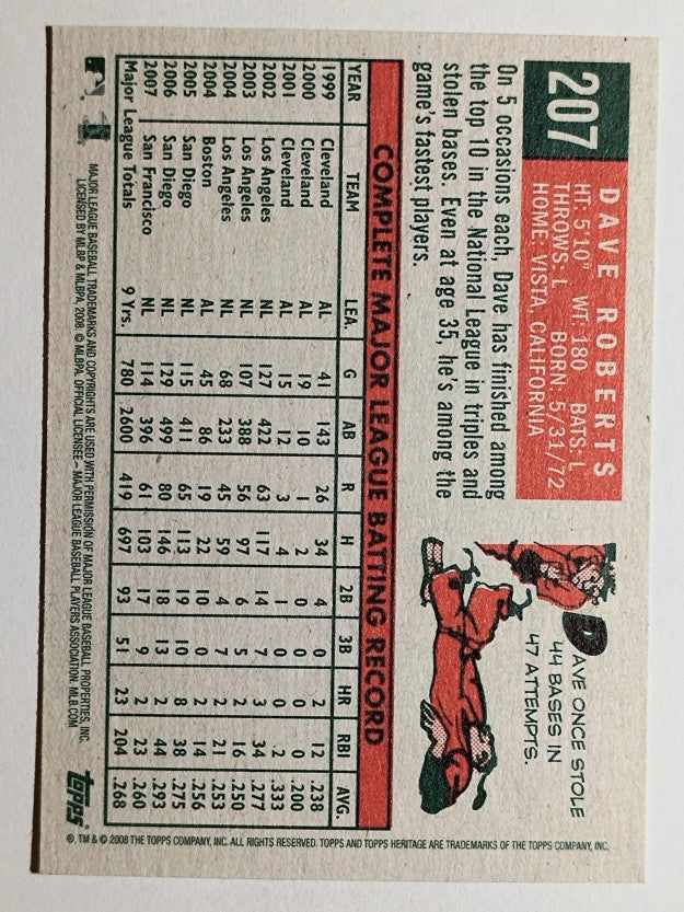 2008 Topps Heritage #207 Dave Roberts
