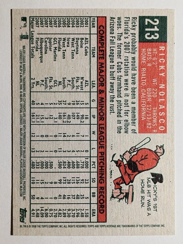 2008 Topps Heritage #213 Ricky Nolasco