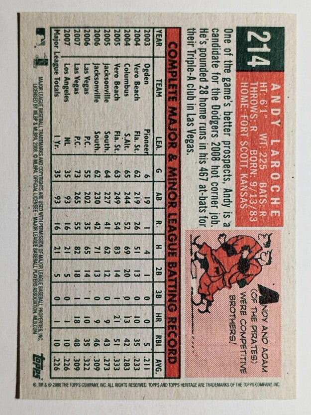 2008 Topps Heritage #214 Andy LaRoche