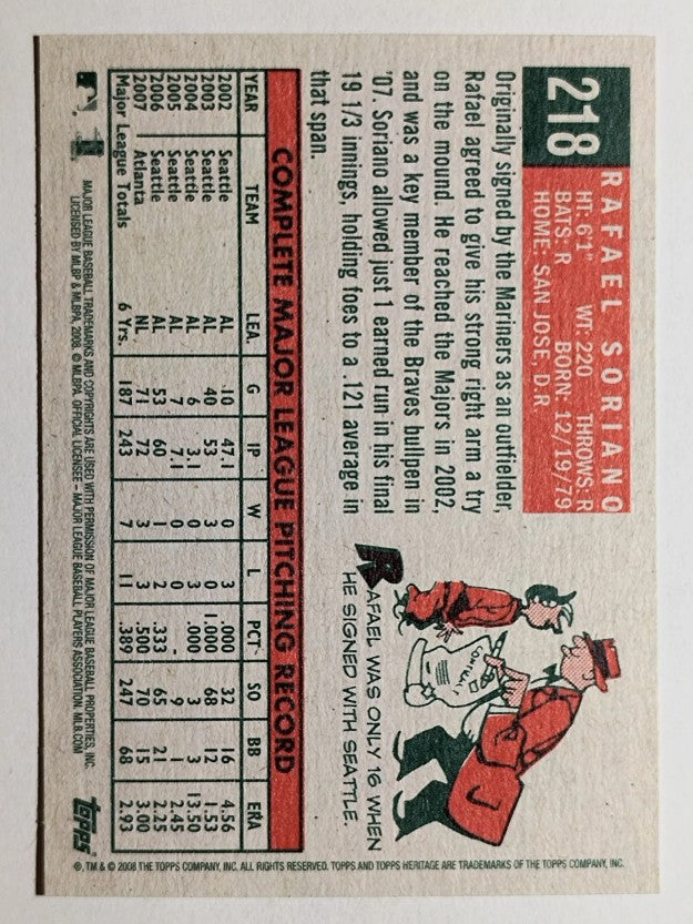 2008 Topps Heritage #218 Rafael Soriano