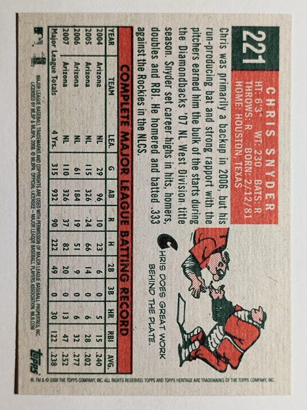 2008 Topps Heritage #221 Chris Snyder