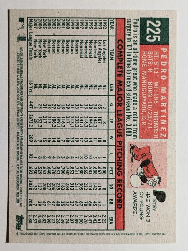 2008 Topps Heritage #225 Pedro Martinez GB SP