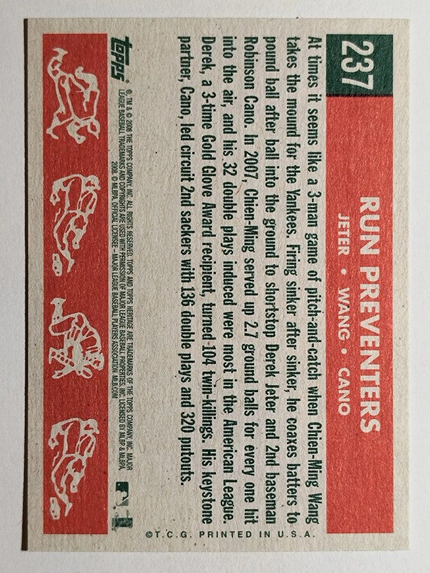 2008 Topps Heritage #237 Derek Jeter/Chien-Ming Wang/Robinson Cano