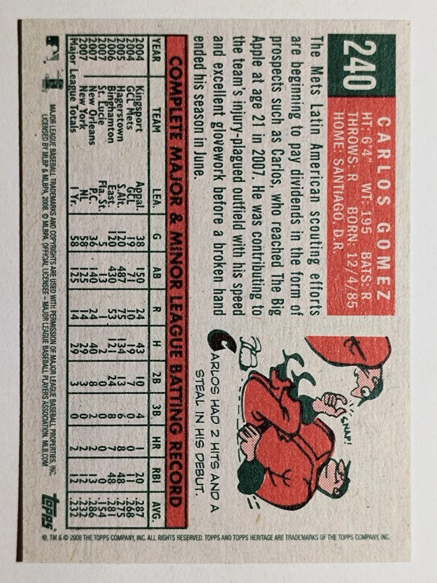 2008 Topps Heritage #240 Carlos Gomez