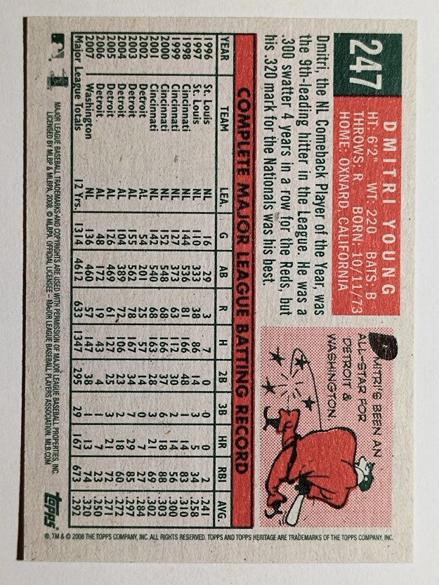 2008 Topps Heritage #247 Dmitri Young