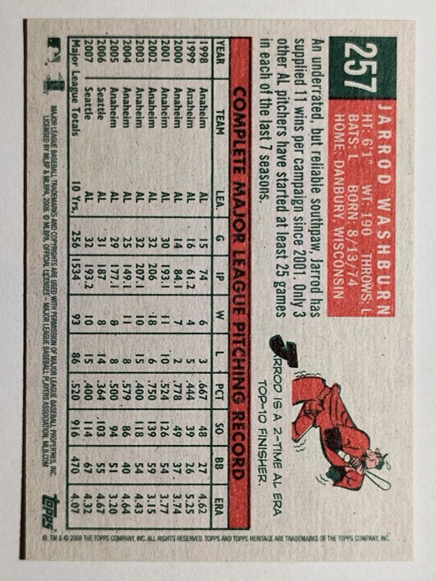 2008 Topps Heritage #257 Jarrod Washburn