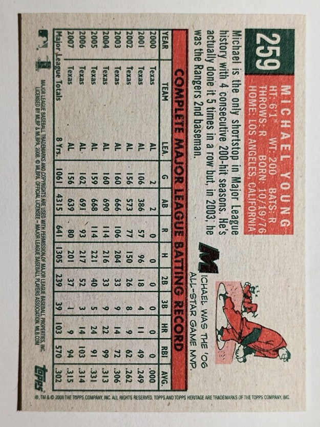 2008 Topps Heritage #259 Michael Young