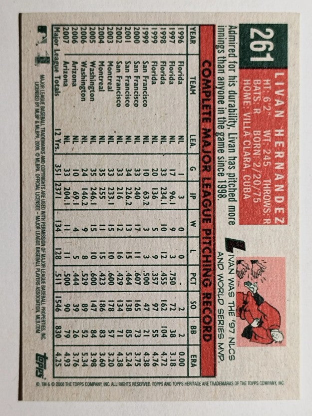 2008 Topps Heritage #261 Livan Hernandez