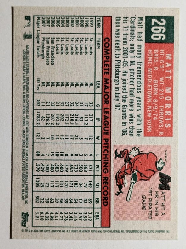 2008 Topps Heritage #266 Matt Morris GB SP