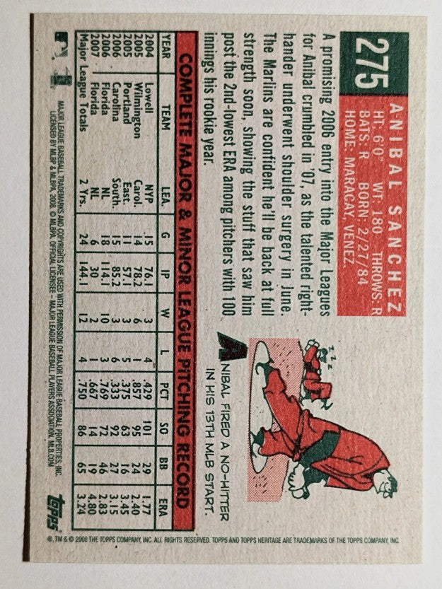 2008 Topps Heritage #275 Anibal Sanchez