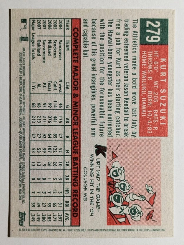 2008 Topps Heritage #279 Kurt Suzuki
