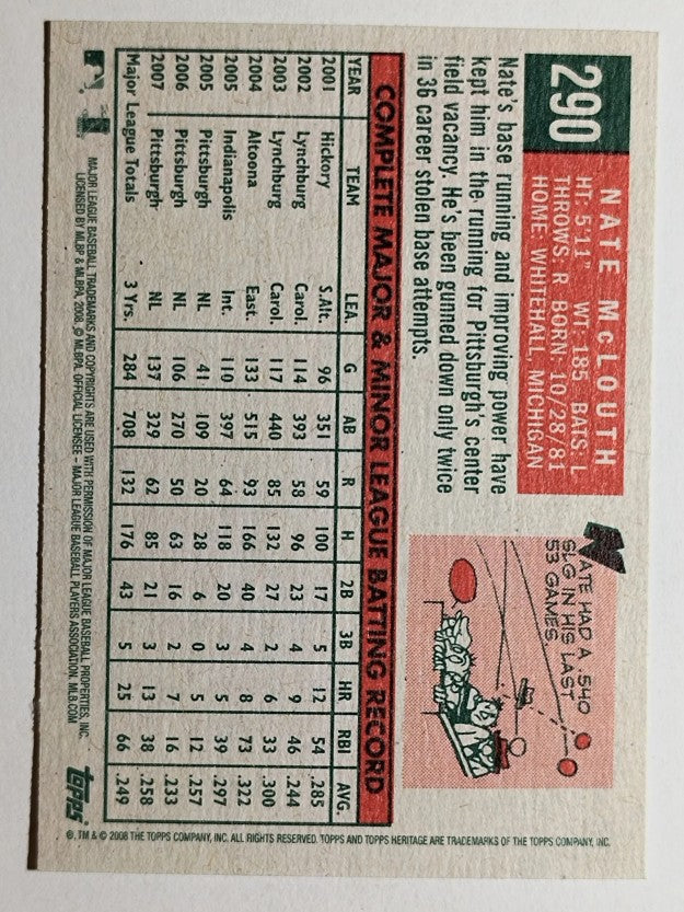 2008 Topps Heritage #290 Nate McLouth