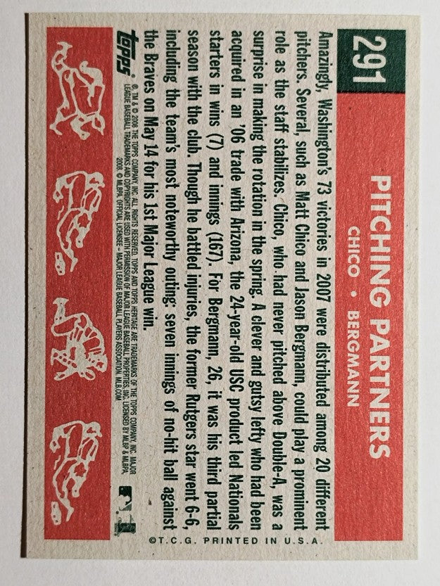 2008 Topps Heritage #291 Matt Chico/Jason Bergmann GB SP