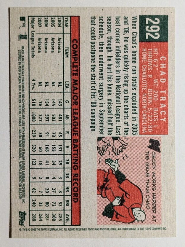 2008 Topps Heritage #292 Chad Tracy