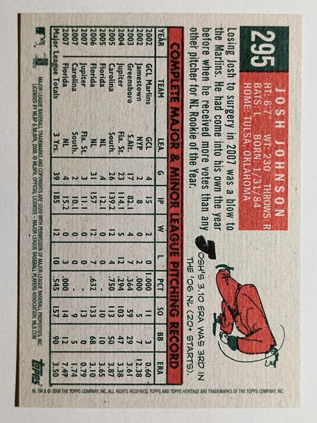 2008 Topps Heritage #295 Josh Johnson