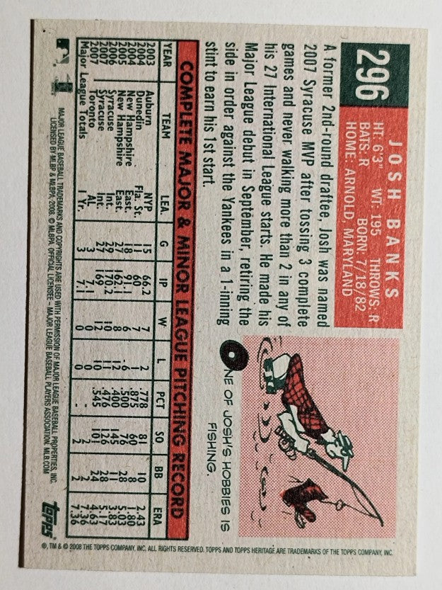 2008 Topps Heritage #296 Josh Banks