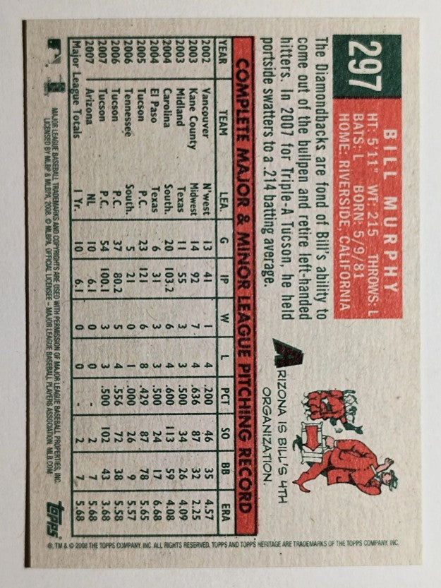 2008 Topps Heritage #297 Bill Murphy