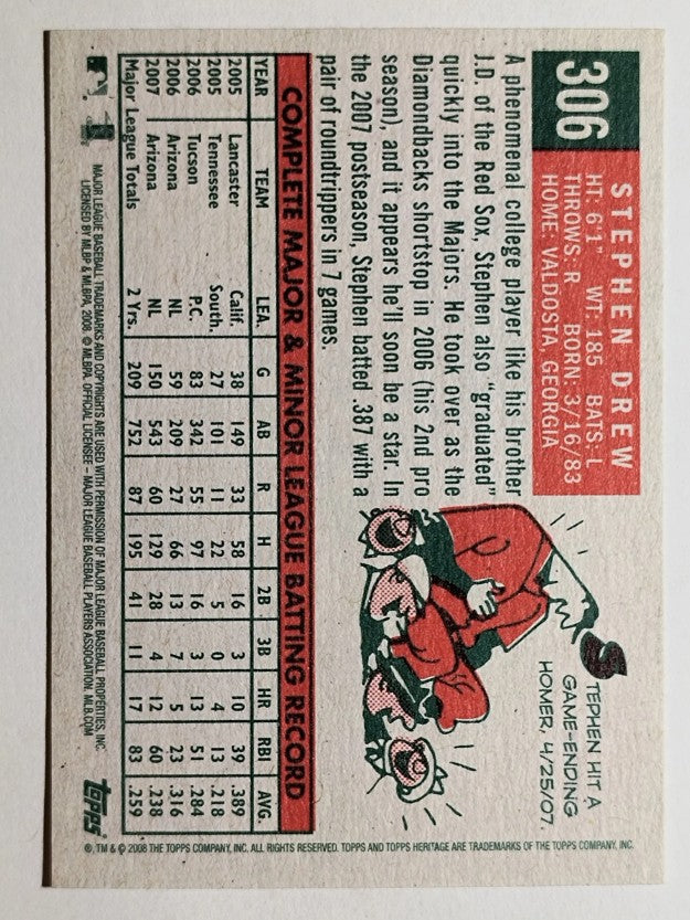 2008 Topps Heritage #306 Stephen Drew