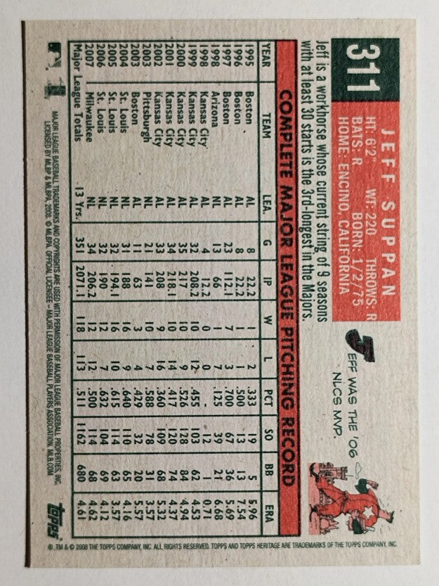 2008 Topps Heritage #311 Jeff Suppan