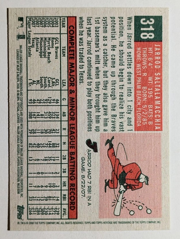 2008 Topps Heritage #318 Jarrod Saltalamacchia