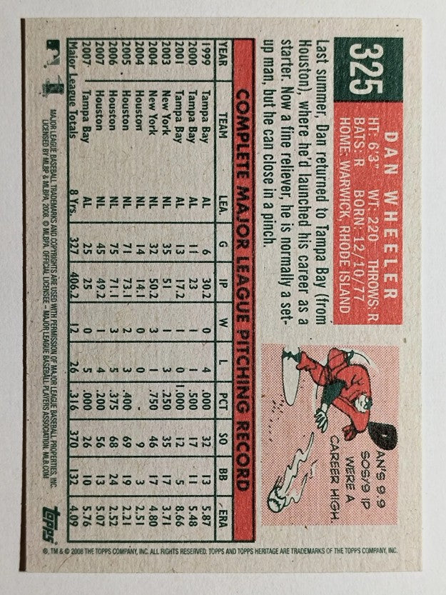 2008 Topps Heritage #325 Dan Wheeler GB SP
