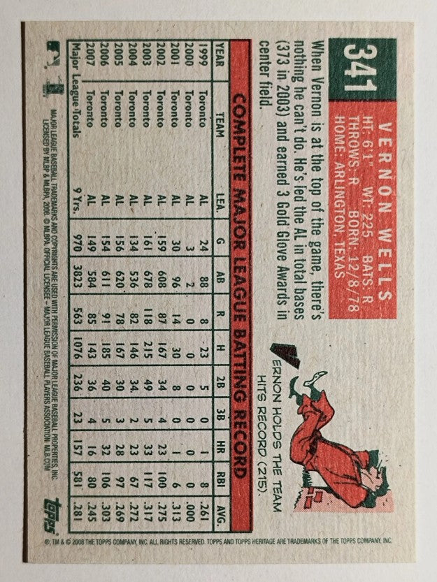 2008 Topps Heritage #341 Vernon Wells