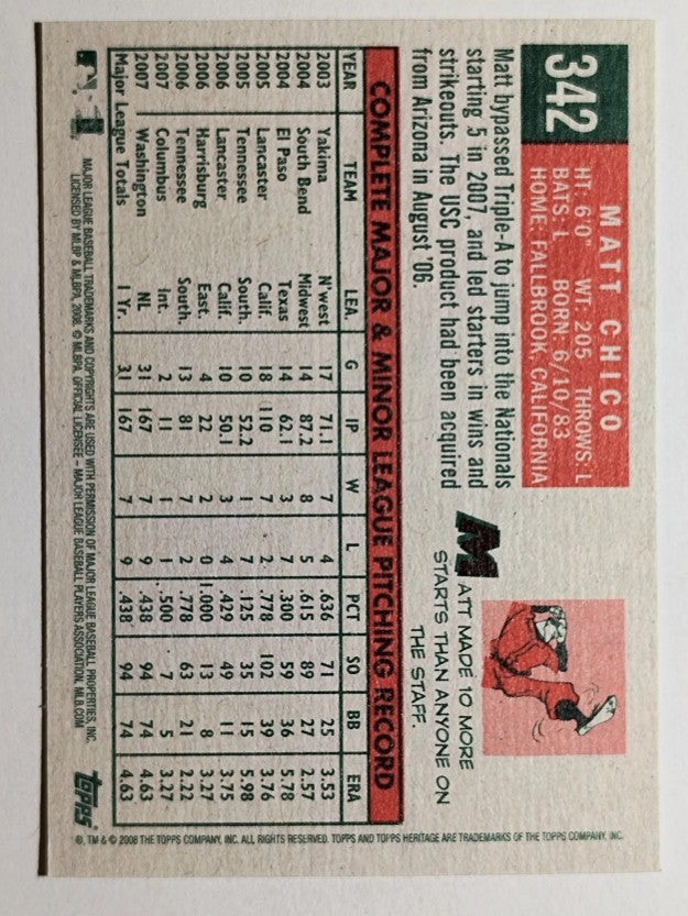 2008 Topps Heritage #342 Matt Chico