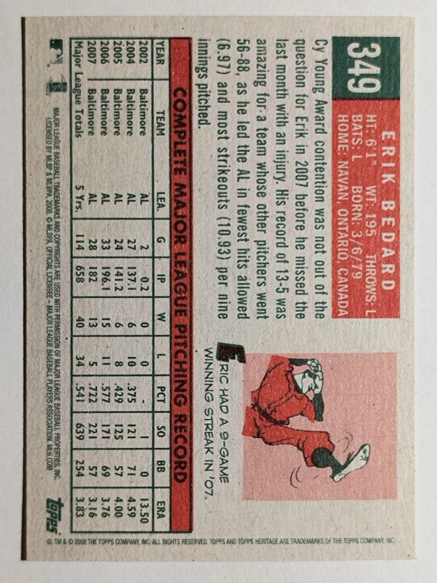2008 Topps Heritage #349 Erik Bedard