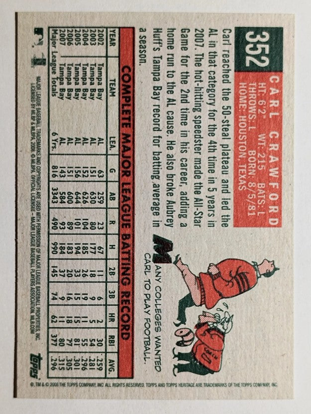 2008 Topps Heritage #352 Carl Crawford