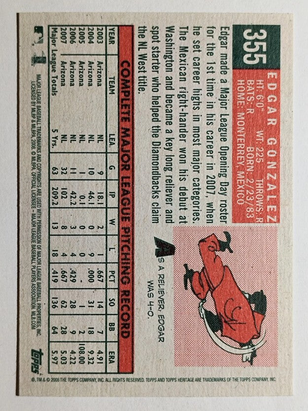 2008 Topps Heritage #355 Edgar Gonzalez