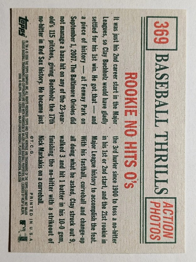 2008 Topps Heritage #369 Clay Buchholz BT