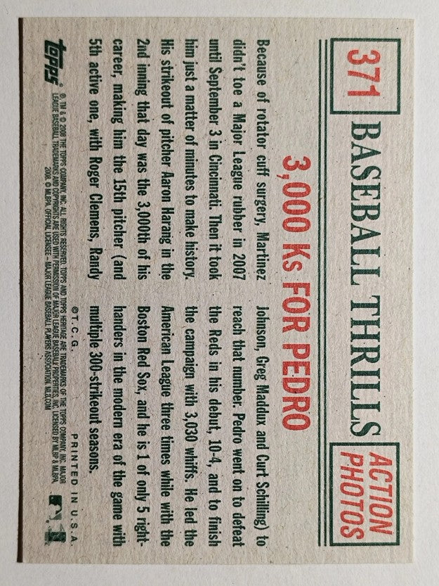 2008 Topps Heritage #371 Pedro Martinez BT GB SP