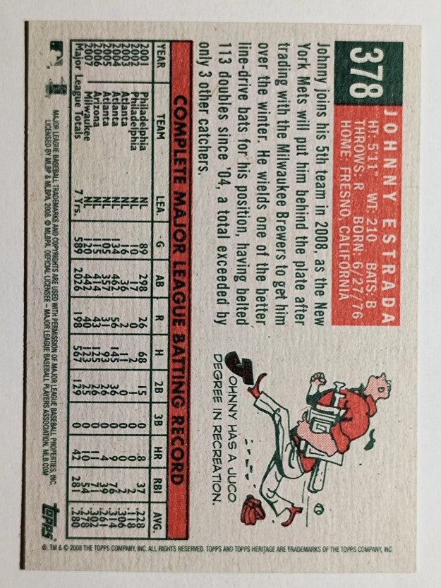2008 Topps Heritage #378 Johnny Estrada