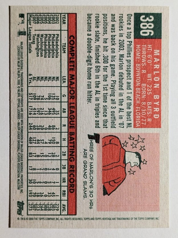 2008 Topps Heritage #386 Marlon Byrd