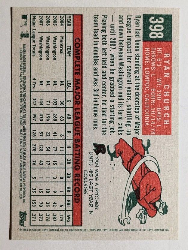 2008 Topps Heritage #398 Ryan Church