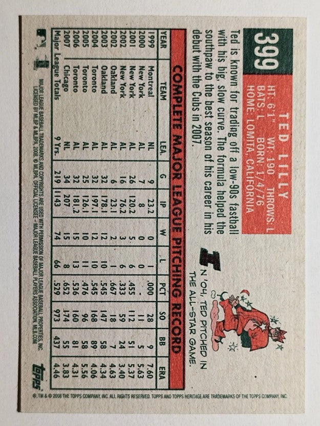 2008 Topps Heritage #399 Ted Lilly