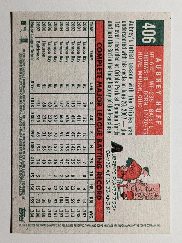 2008 Topps Heritage #406 Aubrey Huff
