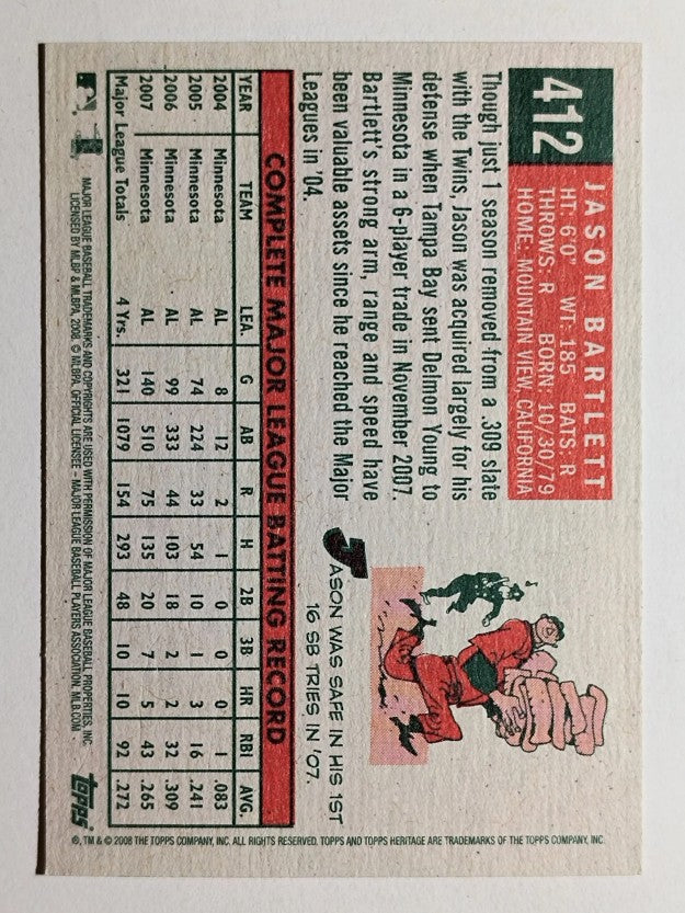 2008 Topps Heritage #412 Jason Bartlett