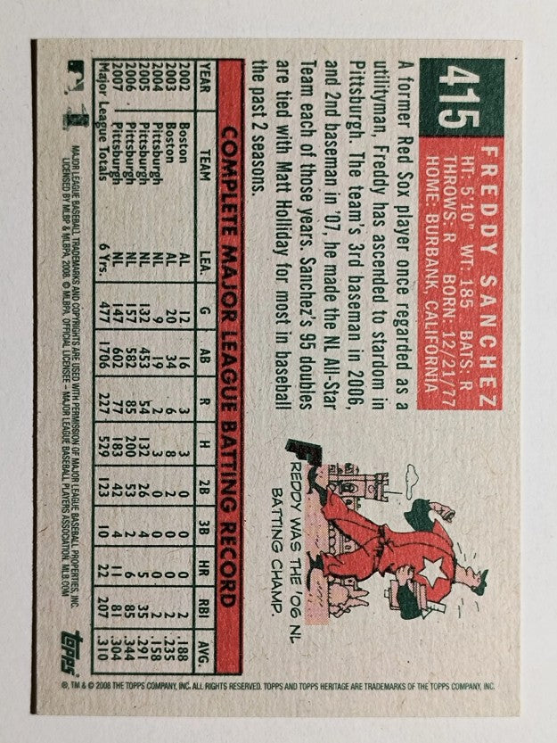 2008 Topps Heritage #415 Freddy Sanchez GB SP