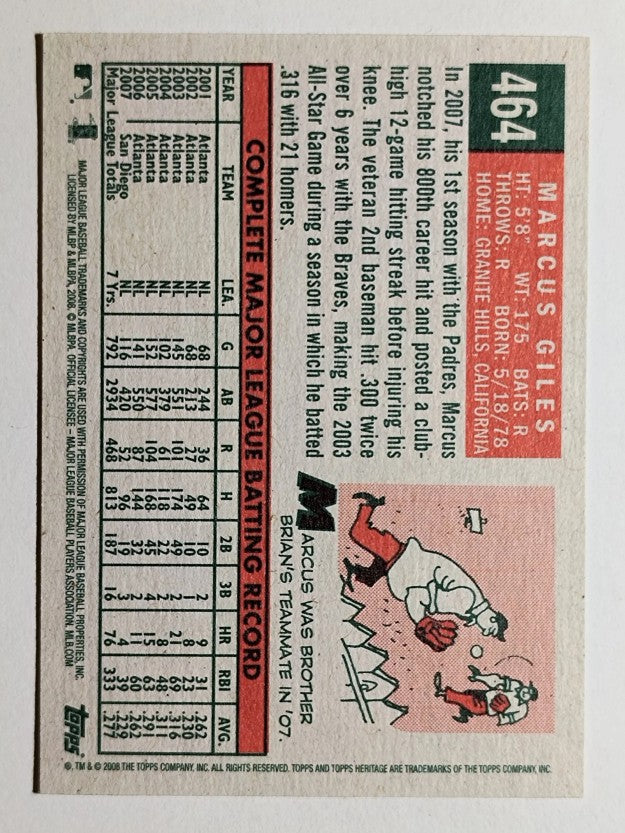 2008 Topps Heritage #464 Marcus Giles SP