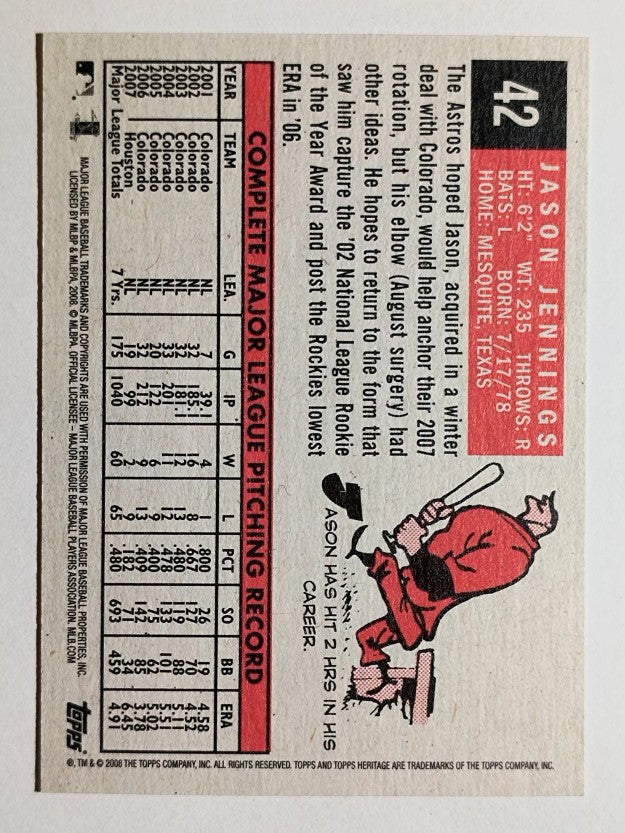2008 Topps Heritage Black Back #42 Jason Jennings